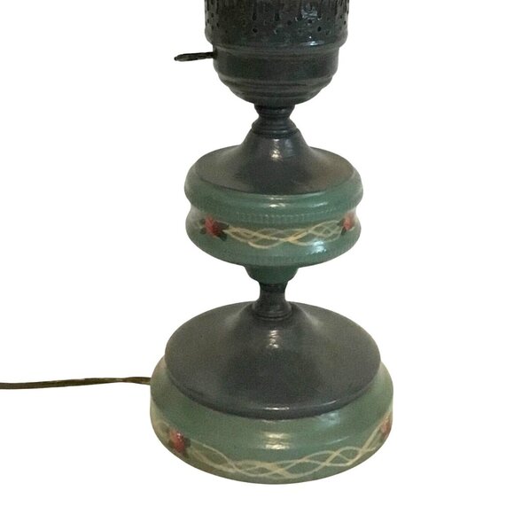 VTG Hand Painted Folk Art Angel Shade Electric Table Lamp Signed Joan Schneier - Picture 9 of 10